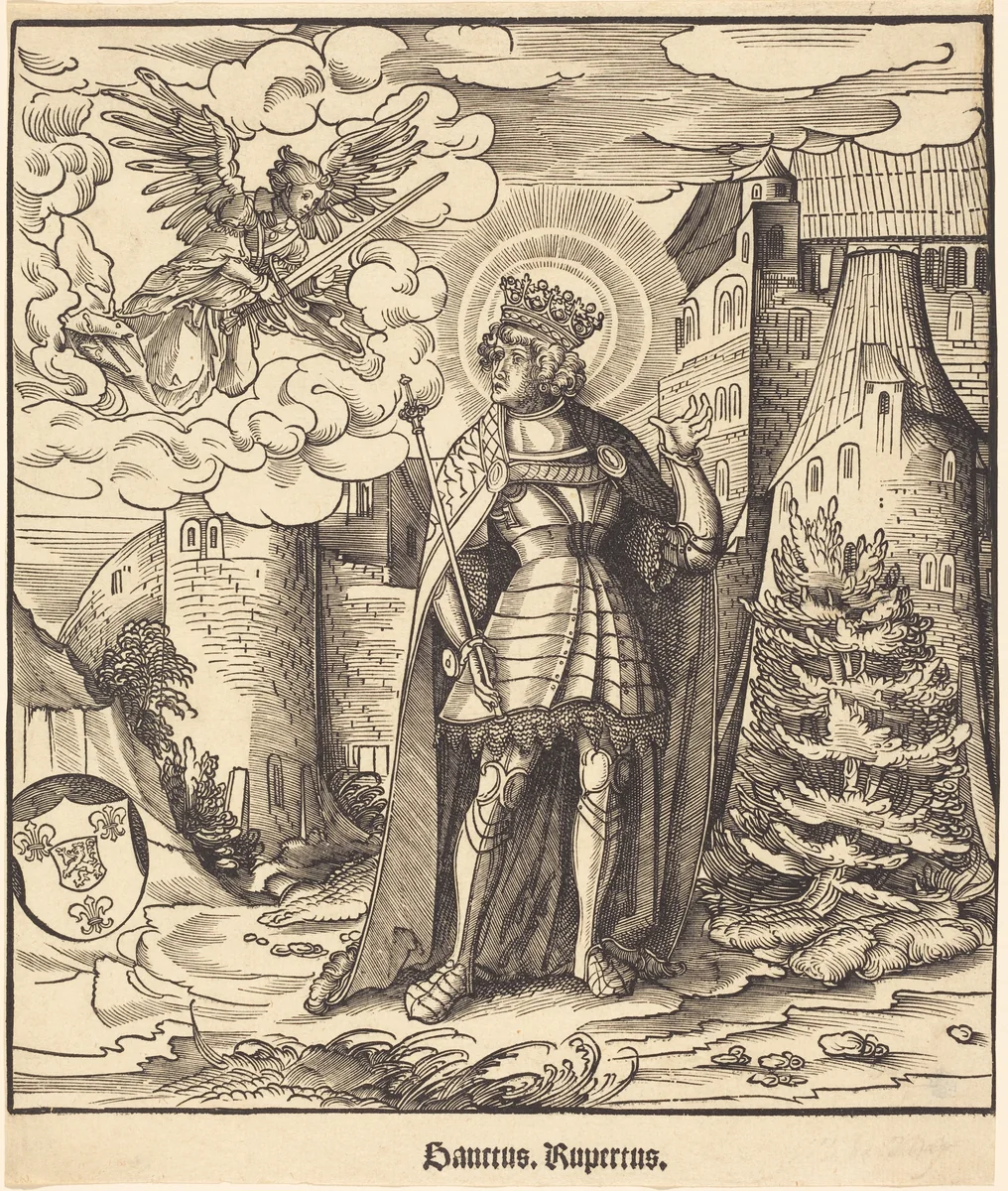 Saint Rupertus by Leonhard Beck, print, 1516-1518