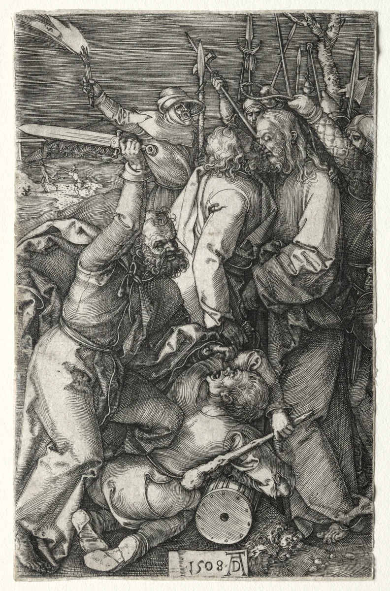The Betrayal of Christ by Judas by Albrecht Dürer, print, 1508