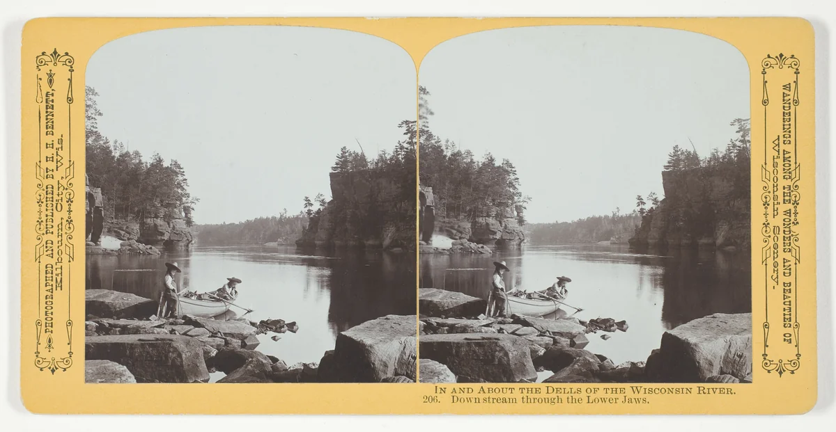 Down stream through the Lower Jaws, No. 206 from the series "In and About the Dells of the Wisconsin River" by Henry Hamilton Bennett, photograph, 1870-1908