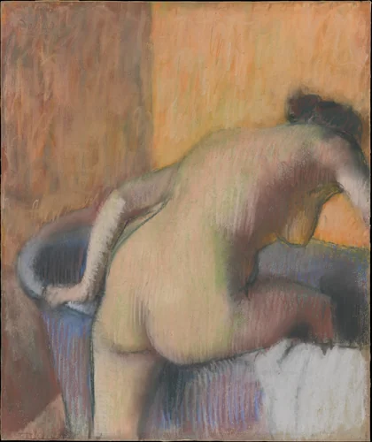 Bather Stepping into a Tub by Edgar Degas, drawing, 1885-1895