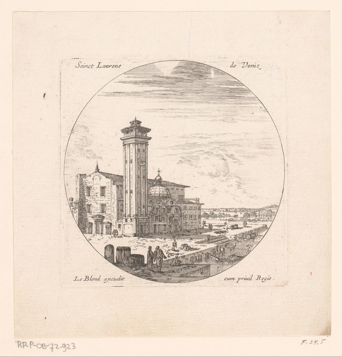 Gezicht op kerk in Venetië by Israël Silvestre, print, 1645-1691