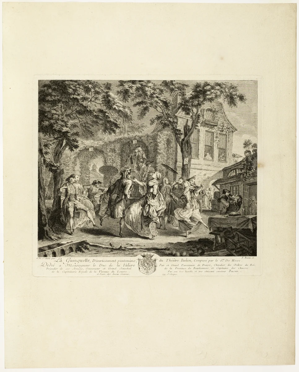 The Dance Hall by Pierre François Basan, print, 1743-1797