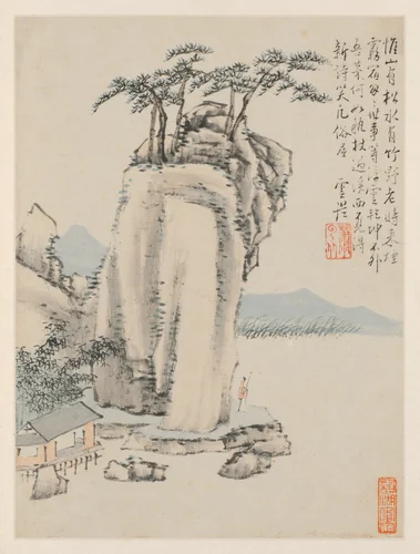 Album of Seasonal Landscapes, Leaf G (previous leaf 7) by Xiao Yuncong, painting, 1668
