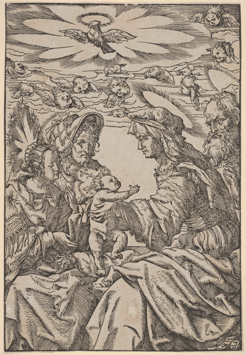 The Holy Family with Saint Anne and Saint Joachim by Hans Burgkmair, print, 1512