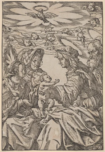 The Holy Family with Saint Anne and Saint Joachim by Hans Burgkmair, print, 1512