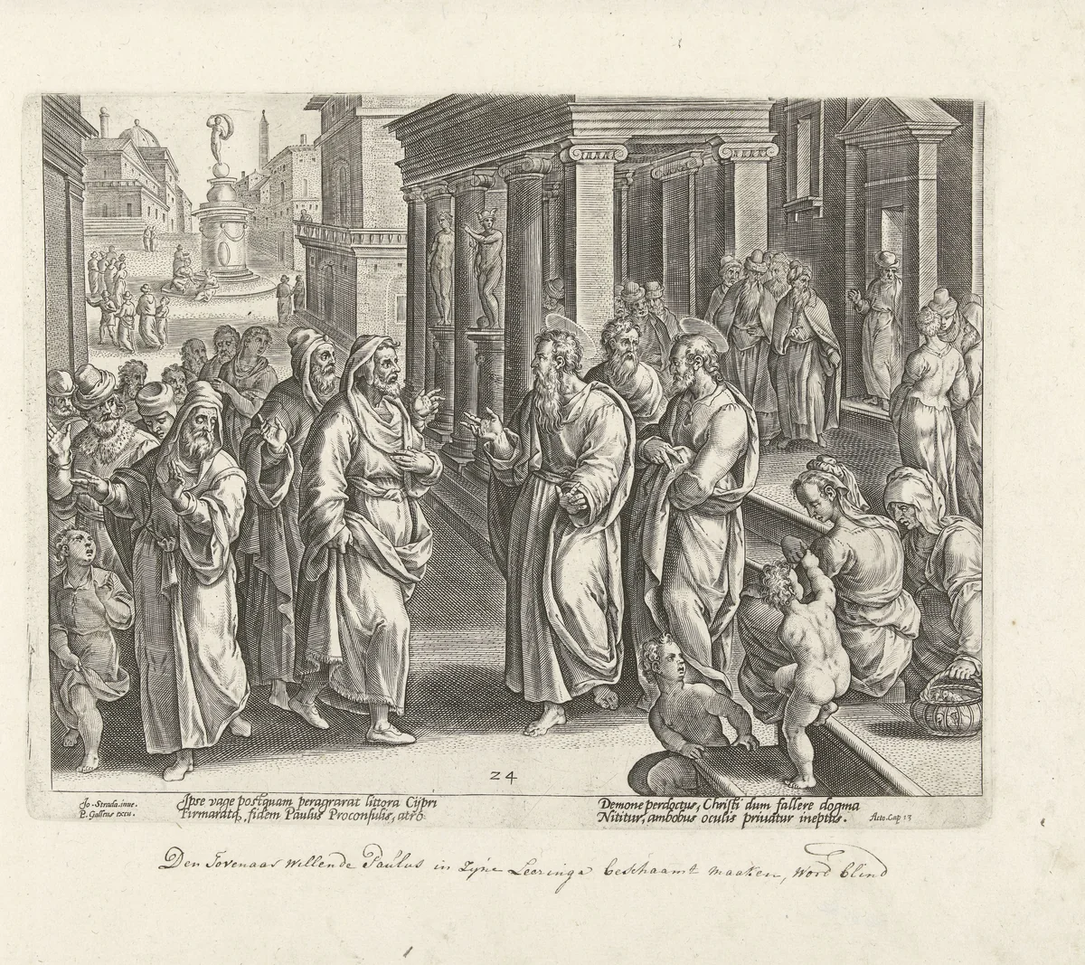 Paulus redetwist met de tovenaar Elymas by Unknown, print, 1582