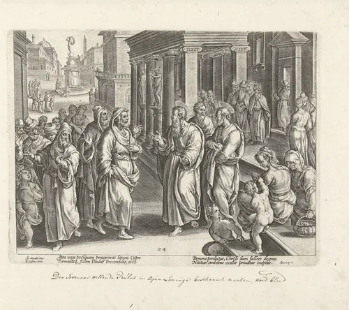 Paulus redetwist met de tovenaar Elymas by Unknown, print, 1582