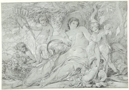 Allegorie op de Zomer by Louis Gabriel Blanchet, drawing, 1715-1772