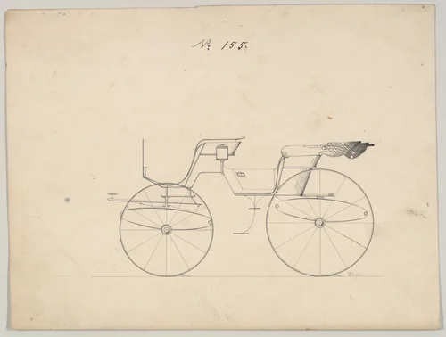 Design for Phaeton, no. 155 by Brewster & Co., drawing, 1850-1874