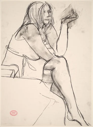Untitled [seated woman with crossed legs] by Richard Diebenkorn, drawing, 1955-1967