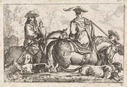 Valkenjacht by Jan Baptist de Wael, print, 1642-1669