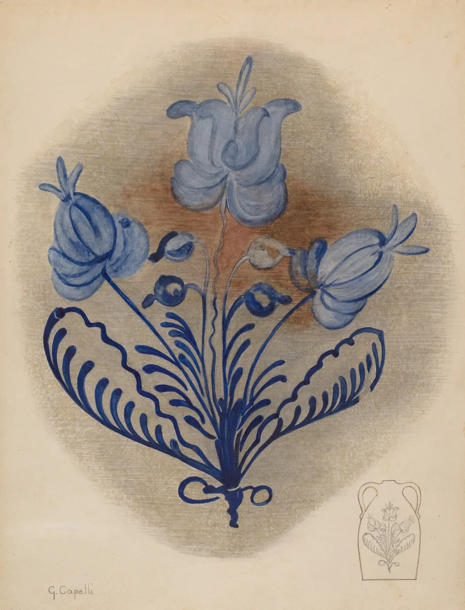 Water or Cider Jug by Giacinto Capelli, index of american design, 1939