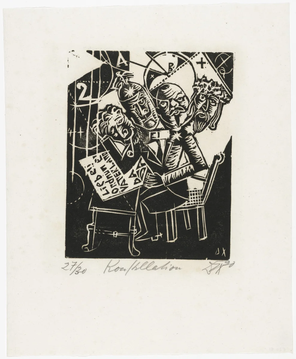 The Celebrities (Constellation) [Die Prominenten (Konstellation)] from the portfolio Nine Woodcuts (Neun Holzschnitte) by Otto Dix, print, 1920