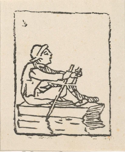 Jongen op een prikslee by Vincent van der Vinne van Lee, print, 1808-1876