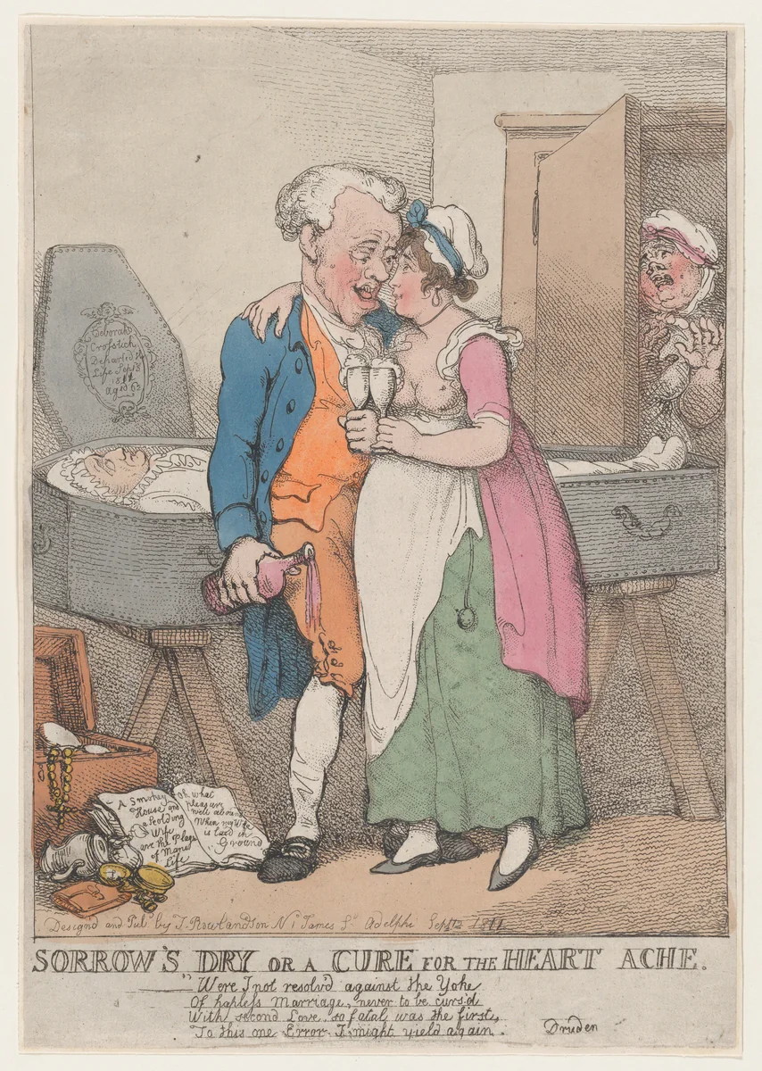 Sorrow's Dry or a Cure for the Heart Ache by Thomas Rowlandson, print, 1811