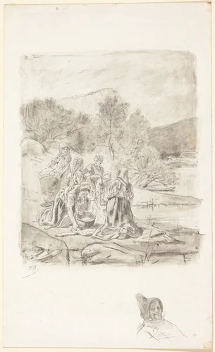 Washerwomen by Félicien Rops, print, 1833-1898