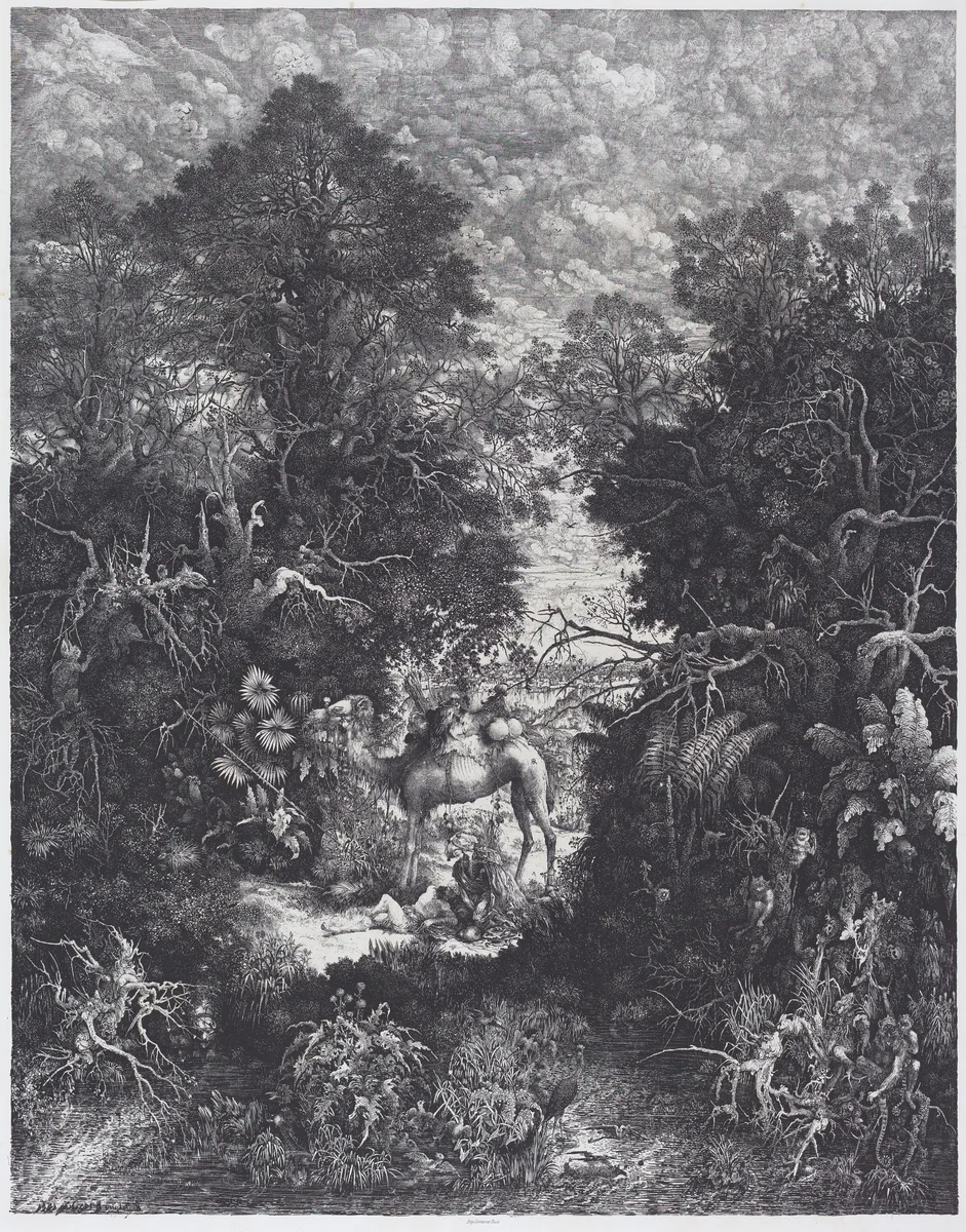 The Good Samaritan by Rodolphe Bresdin, print, 1861