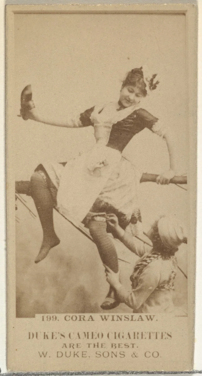 Card Number 199, Cora Winslaw, from the Actors and Actresses series (N145-5) issued by Duke Sons & Co. to promote Cameo Cigarettes by W. Duke, Sons & Co., photograph, 1880-1889