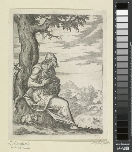 Johannes de Doper in de wildernis by Unknown, print, 1569