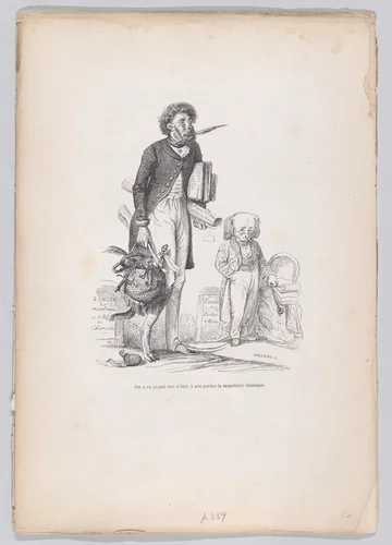 It has been very wrong to take from our poets the classic muzzle, from "Scenes from the Private and Public Life of Animals" by J. J. Grandville, print, 1832-1852