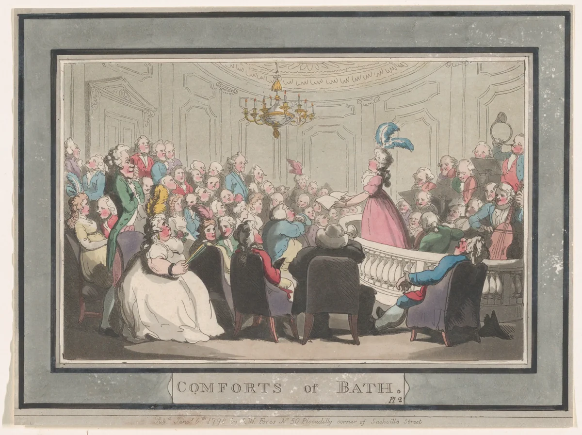 Comforts of Bath, Plate 2 by Thomas Rowlandson, print, 1798