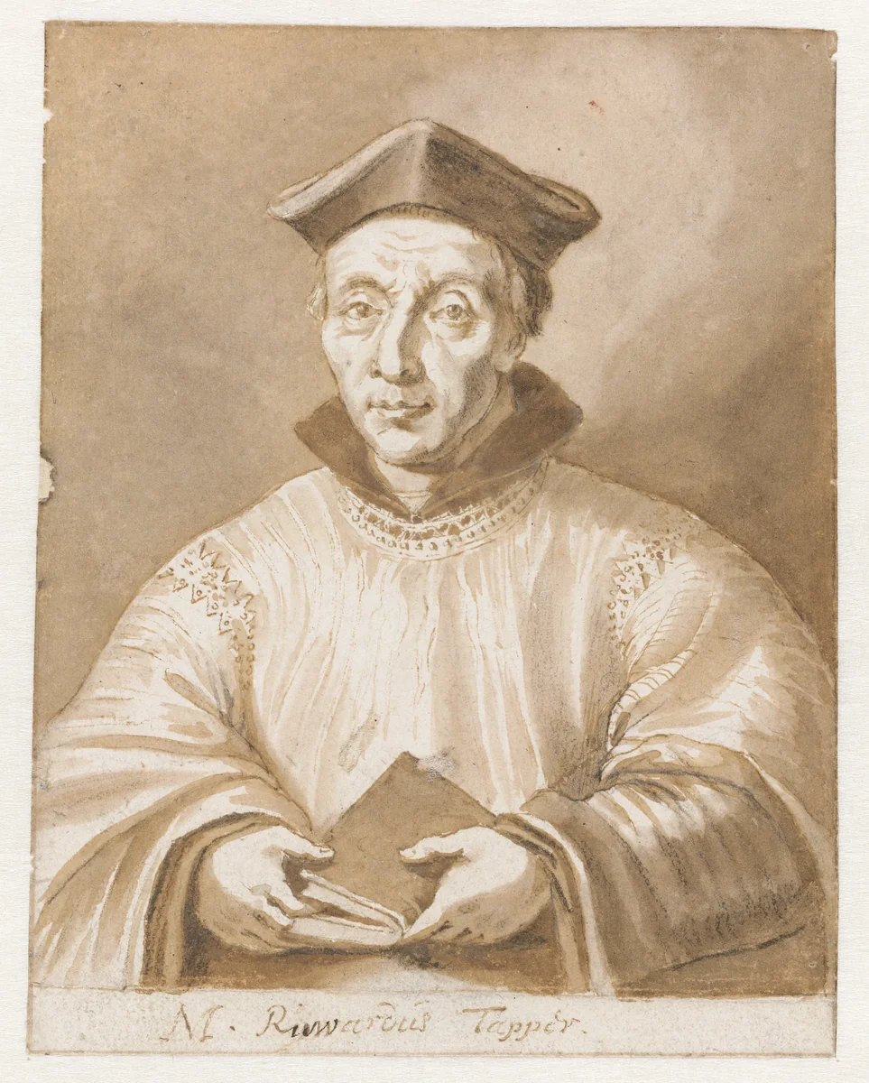 Portret van Ruardus Tapper by Jan de Bisschop, drawing, 1648-1671