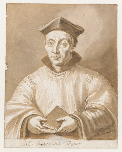Portret van Ruardus Tapper by Jan de Bisschop, drawing, 1648-1671