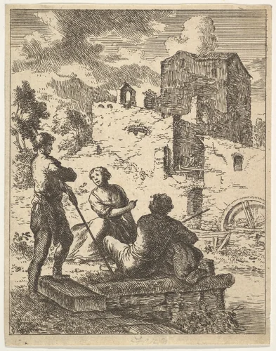 Peasants and a Mill by Franz de Paula Ferg, print, 1689-1740