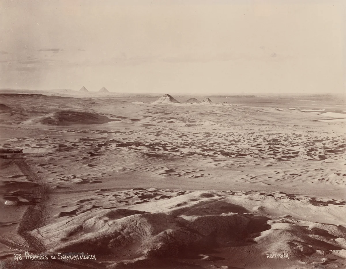 Pyramids of Sakkarah & Gizeh, from above by Paul Dittrich, photograph, 1880-1889