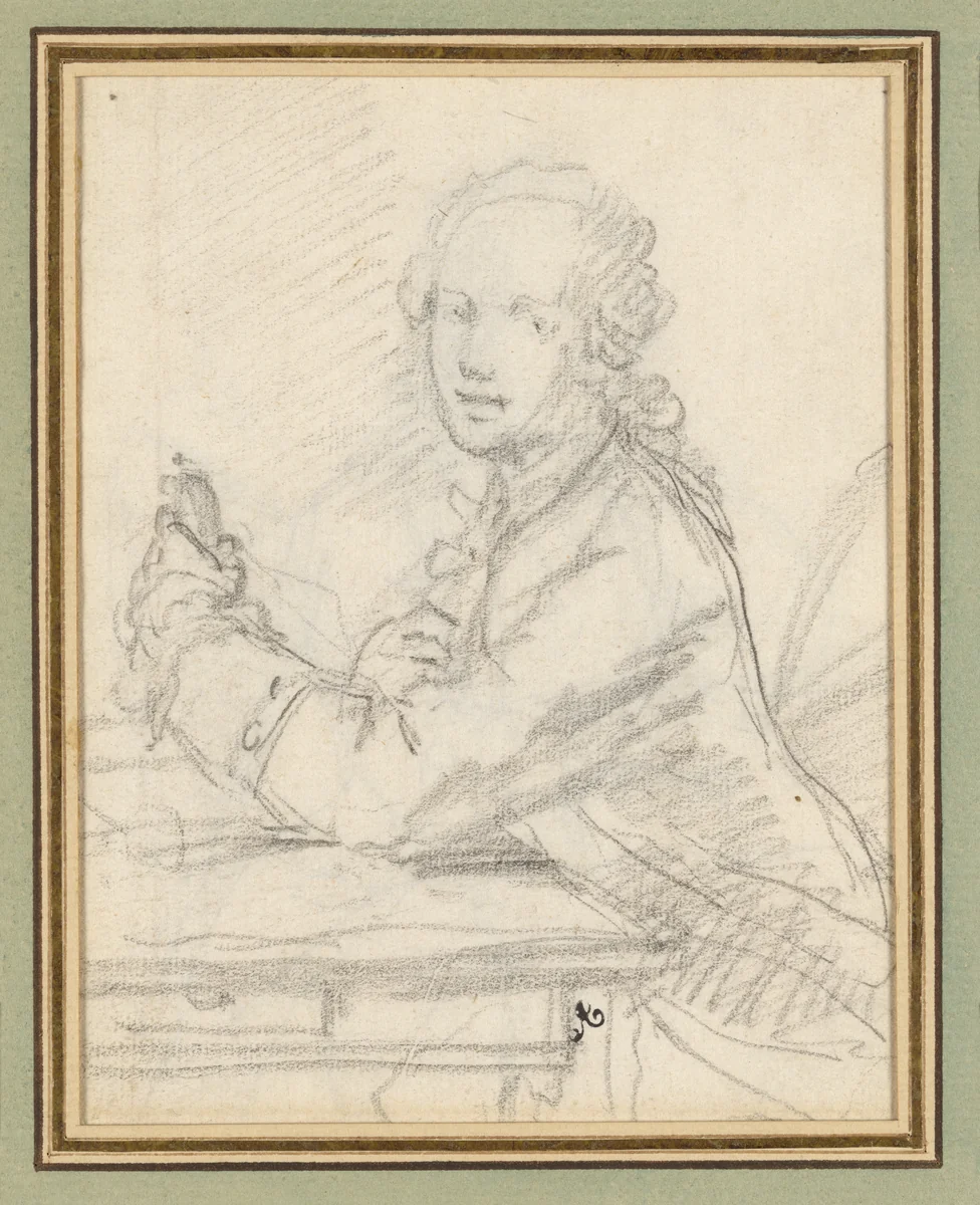 Portraits of a Young Man by Augustin de Saint-Aubin, drawing, 1750-1800