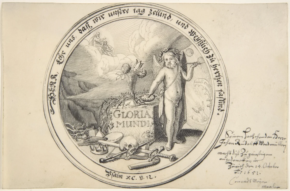 Allegory of the Transience of Life by Conrad Meyer, drawing, 1651