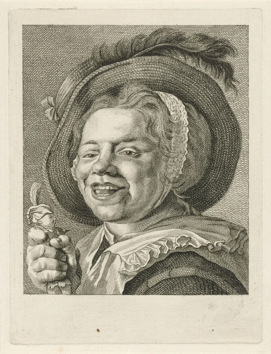 Lachend meisje met pop by Pieter de Mare, print, 1768-1796