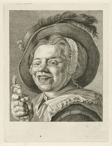 Lachend meisje met pop by Pieter de Mare, print, 1768-1796