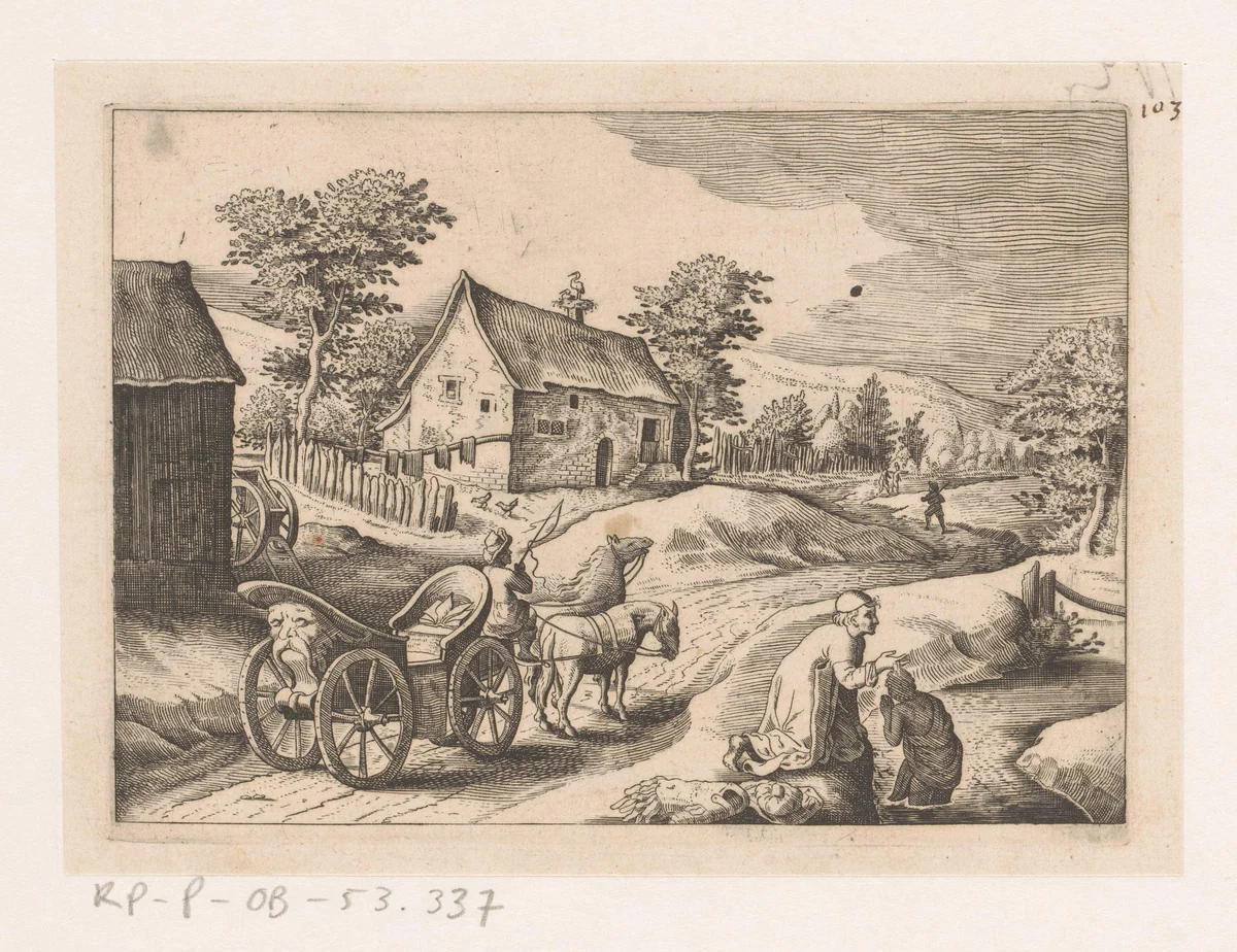 Apostel Filippus doopt de kamerling by anonymous, print, 1620