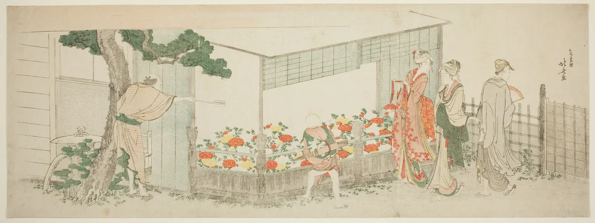 The Peony Show by Katsushika Hokusai (葛飾 北斎), print, 1794-1804