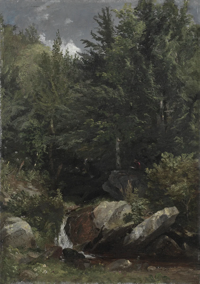 Trees and a Stream on a Hillside by Jasper Cropsey, painting, 1853