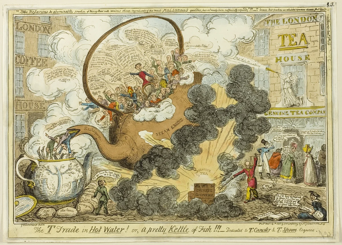 The T Trade in Hot Water by George Cruikshank, print, 1818