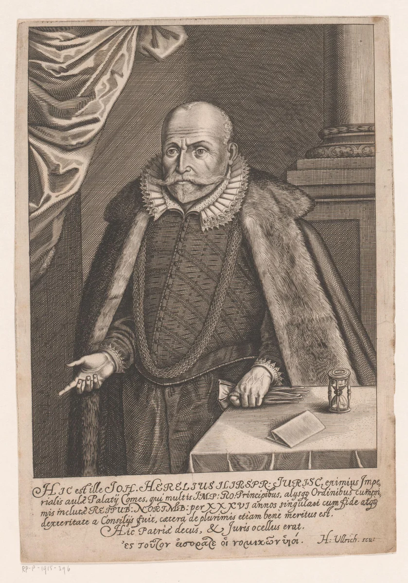 Portret van Johann Herelius by Unknown, print, 1582-1671