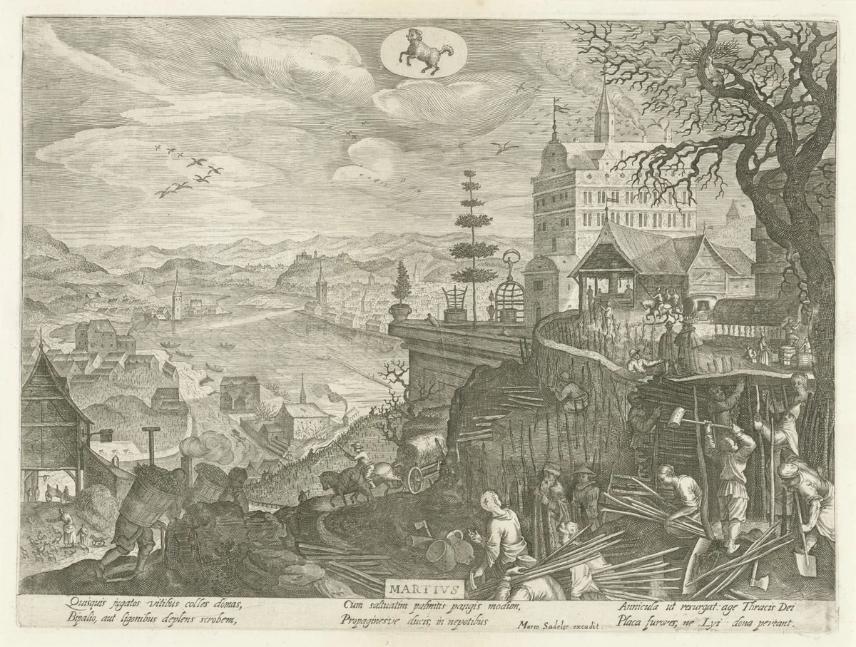 Maart by Aegidius Sadeler, print, 1607