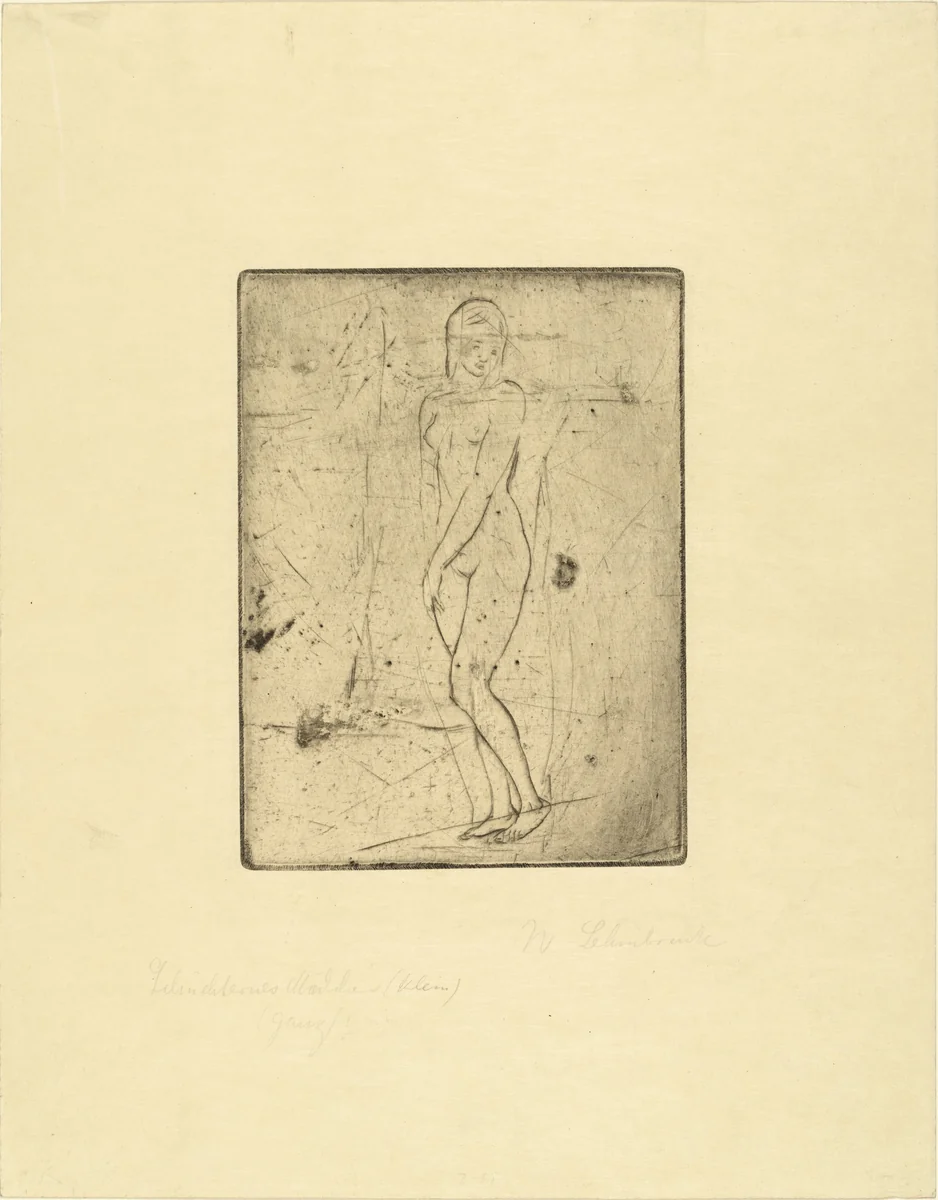 Contemplative Girl (small, full) [Sinnendes Mädchen (klein, ganz)] by Wilhelm Lehmbruck, print, 1911