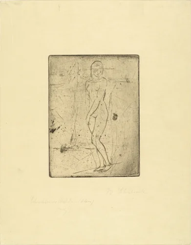 Contemplative Girl (small, full) [Sinnendes Mädchen (klein, ganz)] by Wilhelm Lehmbruck, print, 1911