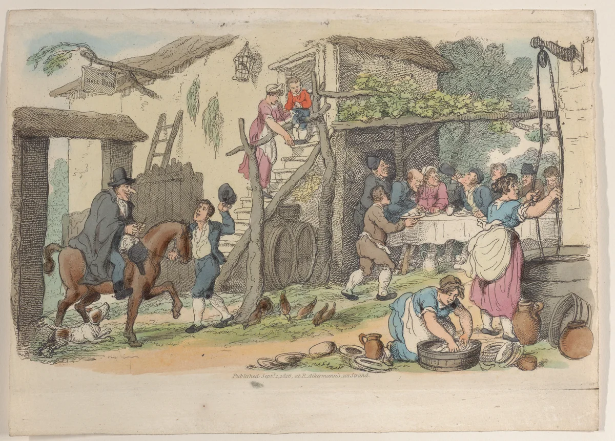 Plate 34, from "World in Miniature" by Thomas Rowlandson, print, 1816