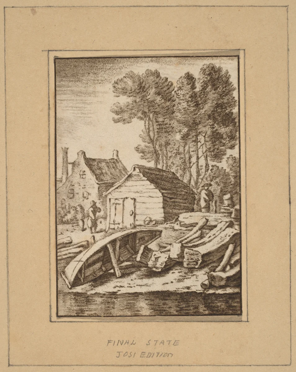 Shipyard by Cornelis Ploos van Amstel; Herman Saftleven, print, 1761-1765