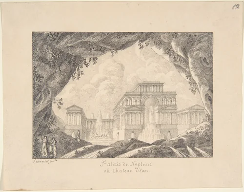 The Palace of Neptune (Water Palace) by Joseph Lemercier, drawing, 1800-1900