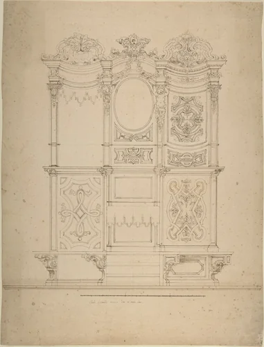 Design for the Ornamentation of a Wall or a Private Altar by anonymous, drawing, 1700-1780