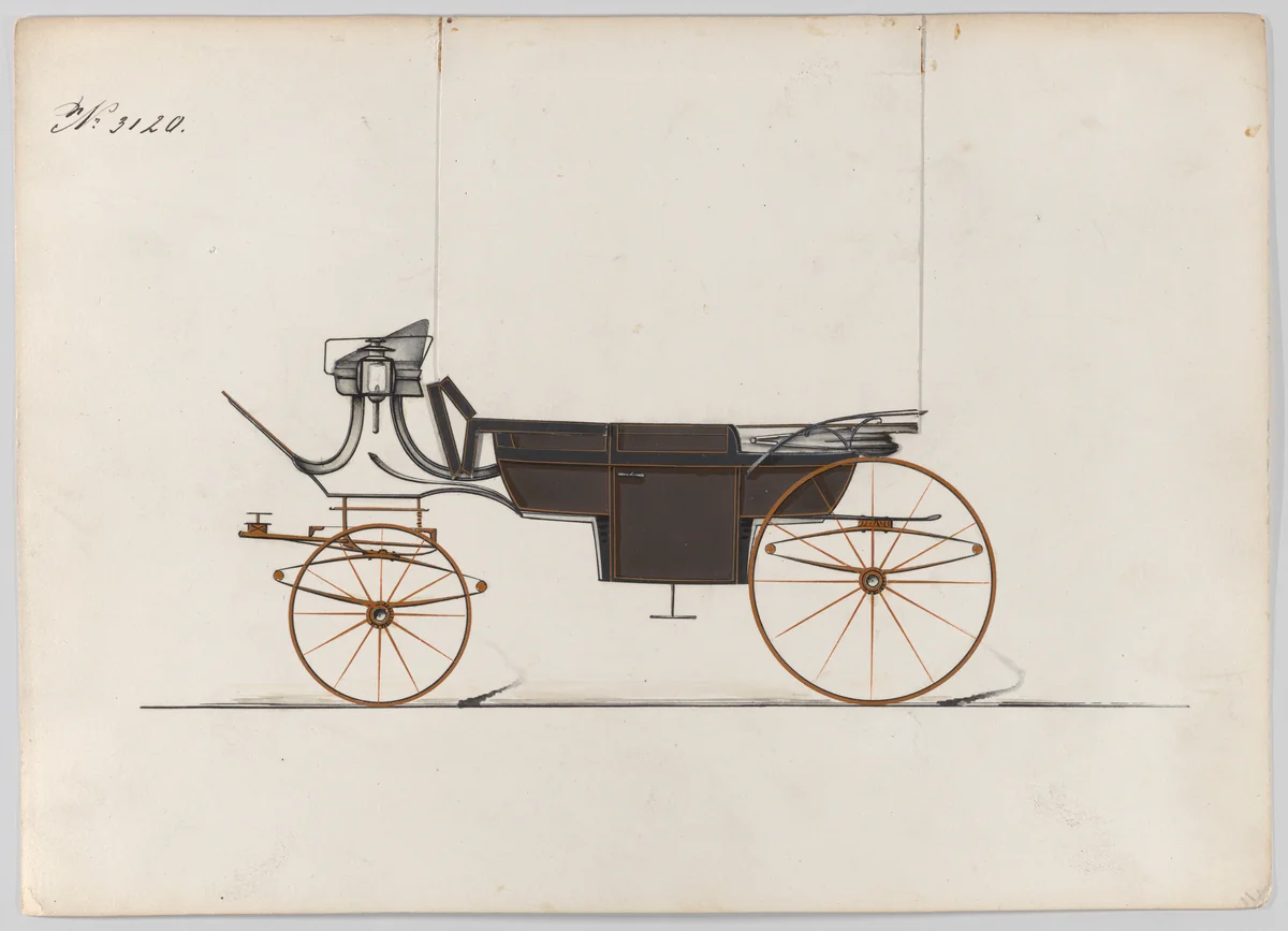 Design for Landau, No. 3120 by Brewster & Co., drawing, 1875