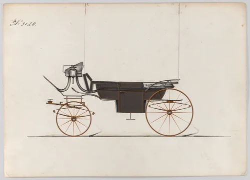 Design for Landau, No. 3120 by Brewster & Co., drawing, 1875