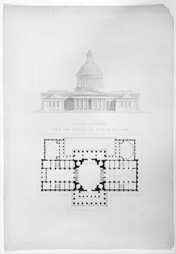 For the Capitol of Ohio, by A.J.D. arch. by Alexander Jackson Davis, drawing, 1834-1844