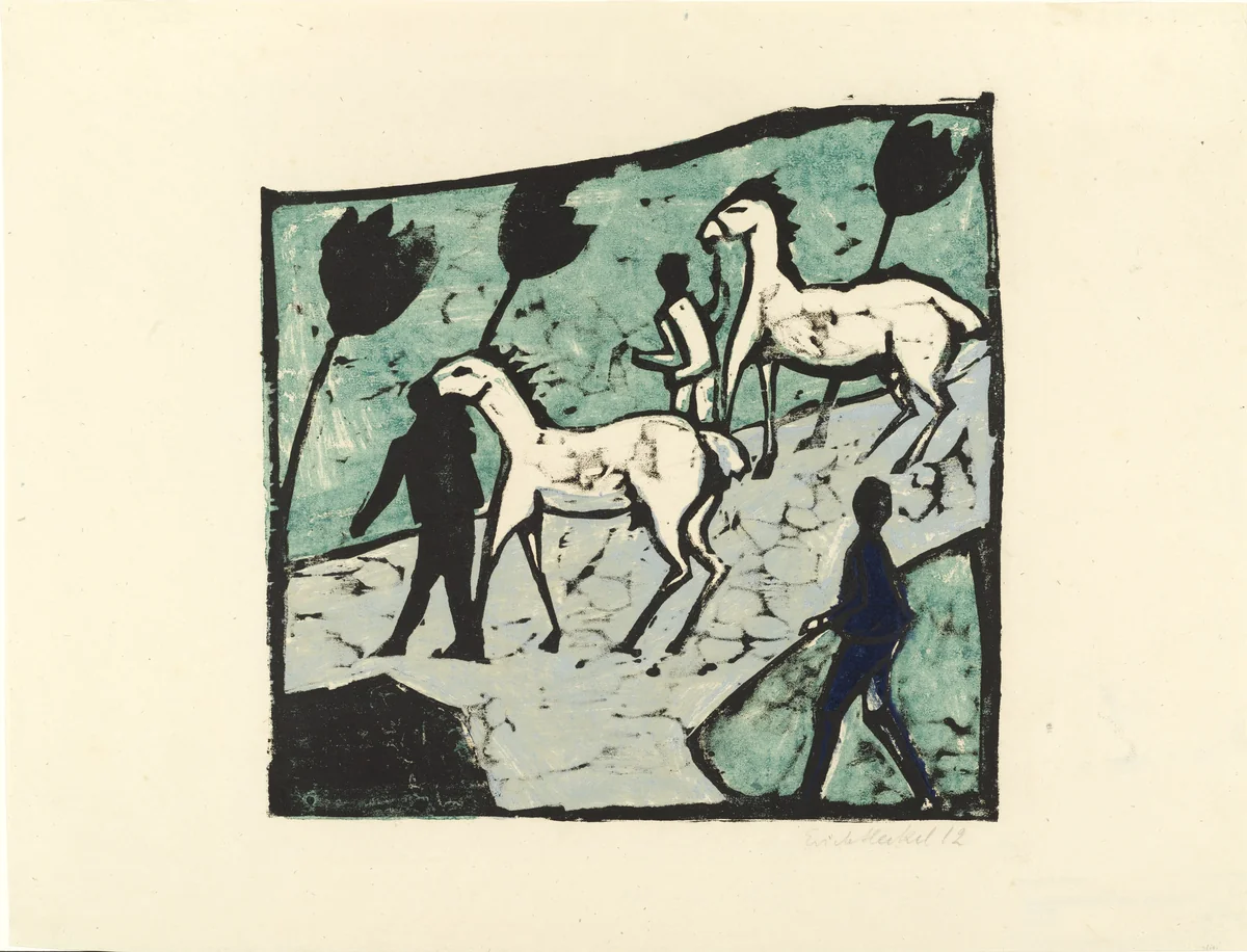 White Horses (Weisse Pferde) by Erich Heckel, print, 1912