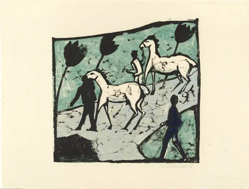 White Horses (Weisse Pferde) by Erich Heckel, print, 1912